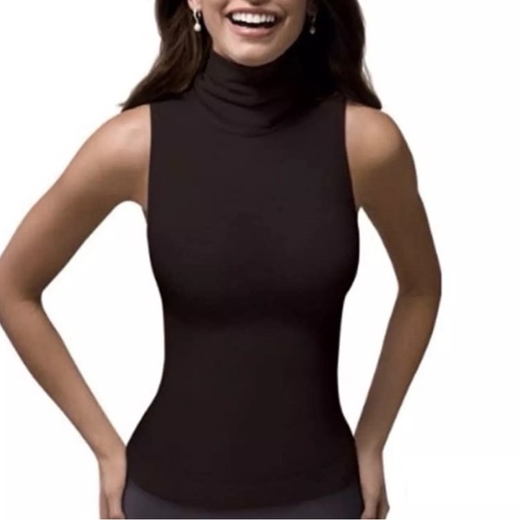 NWT Spanx Sleeveless Turtleneck Size XL Bittersweet On Top and in Control Brown - Picture 4 of 10